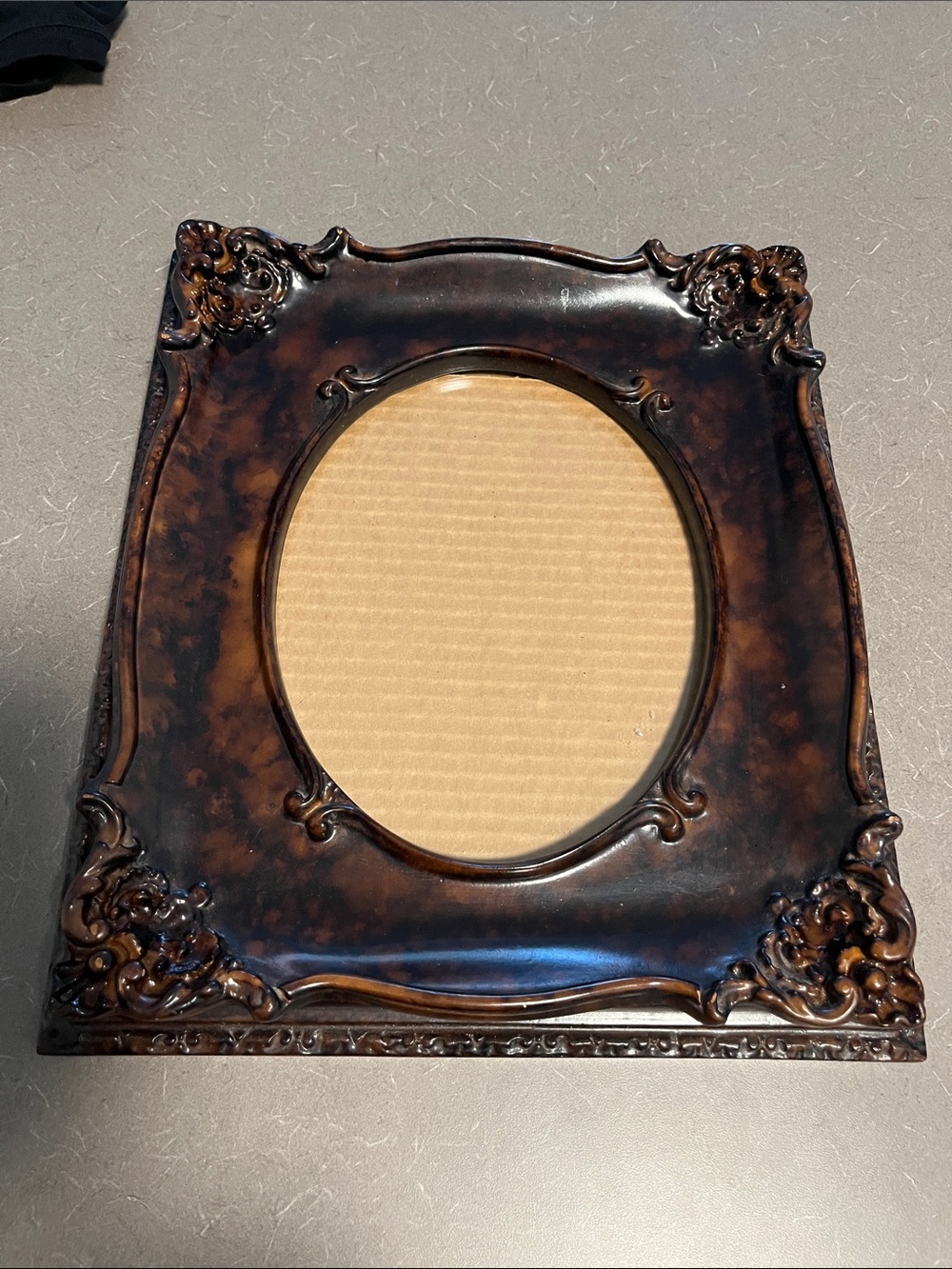 Beautiful Wood Victorian Ornate Brown Picture Frame - 14x12””and glass part 9x7”